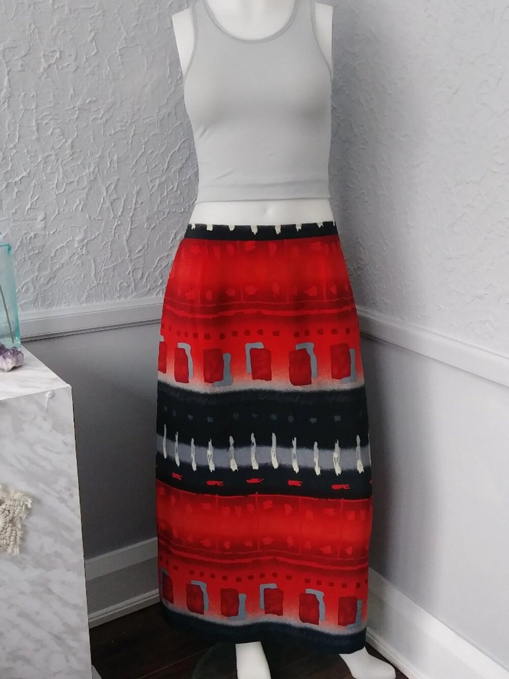Vintage Long Red Skirt by Bantry Bay by Leboff